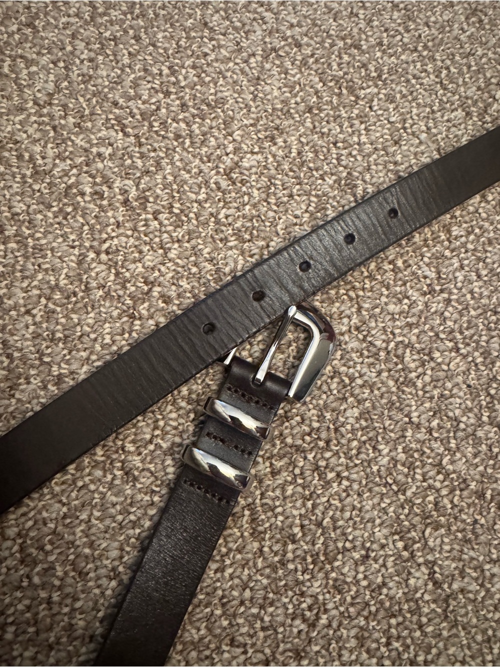 Banana Republic Black Leather Women's Belt with Silver Buckle
